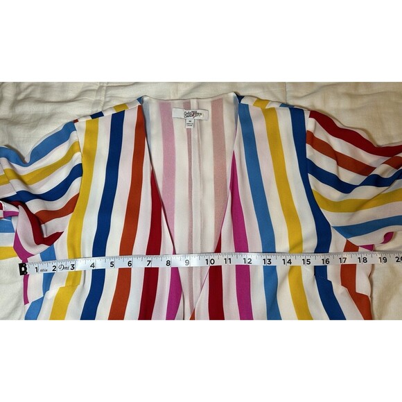 COLOR ME COURTNEY Taira Wrap Colorful Striped Midi Dress‎ SIZE MEDIUM - Picture 11 of 12